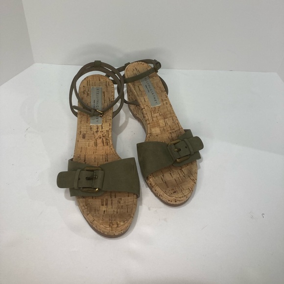 Gently used Stella McCartney olive green cork sandals. - Picture 2 of 5